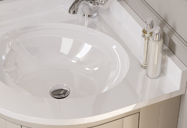 Vanity Unit with White Quartz Worktop